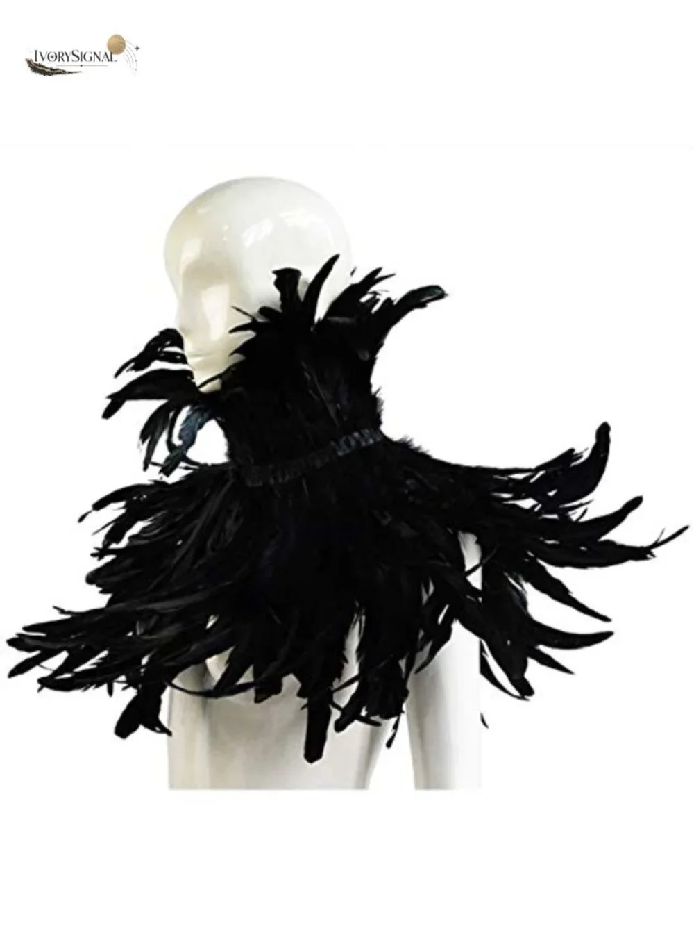 Feather Shrug Cape Lace Shawl Collar Witch Cosplay Costume Halloween Carnival